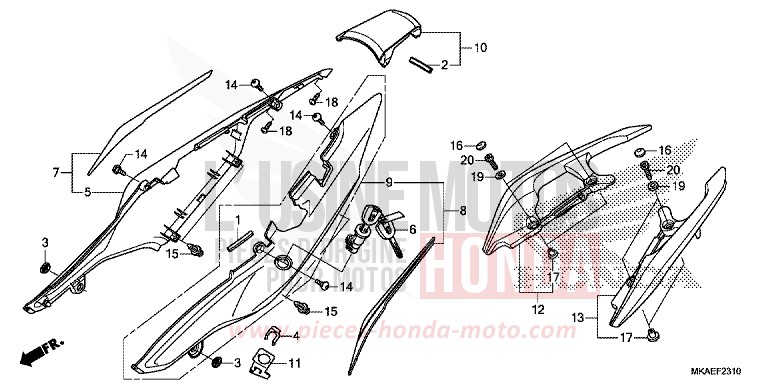 WINDLAUF, HINTEN von Integra 750 MAT BULLET SILVER (NH389) von 2016
